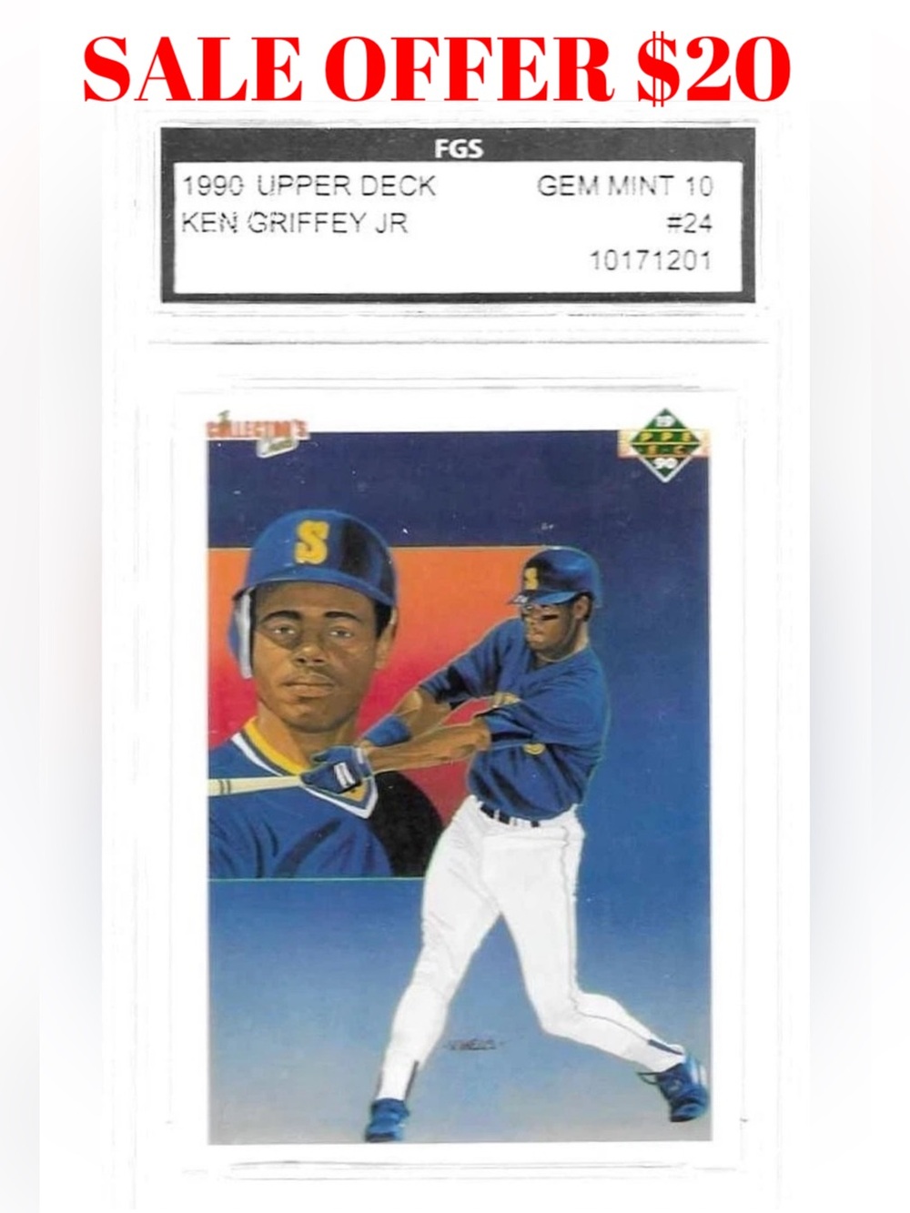 Ken Griffey Jr 1990 Upper Deck Seattle Mariners Baseball Card Graded GEM MINT 10